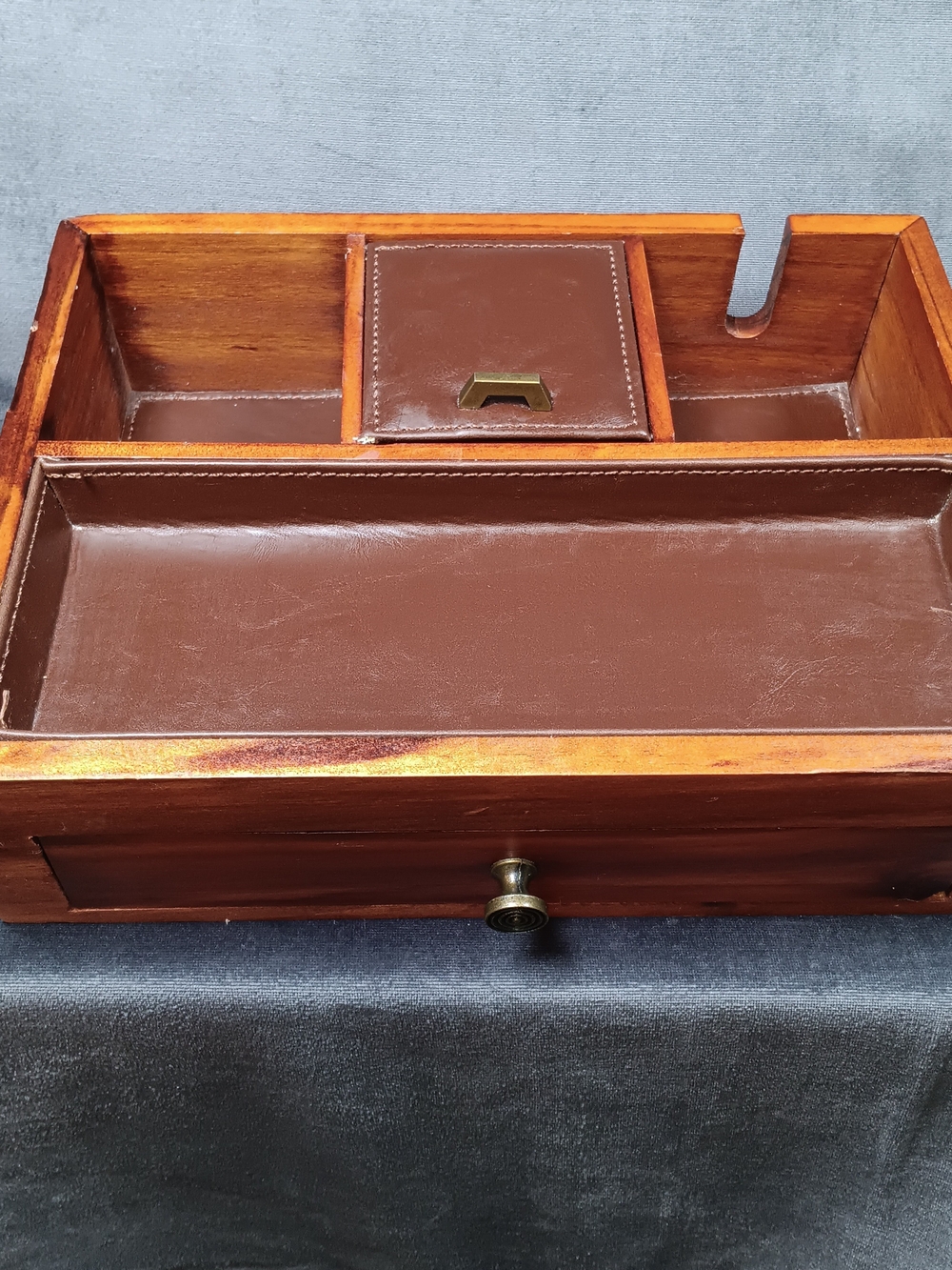 Leather-Lined Mens Jewlery Atache Catchall/Charging Station  Organizer
